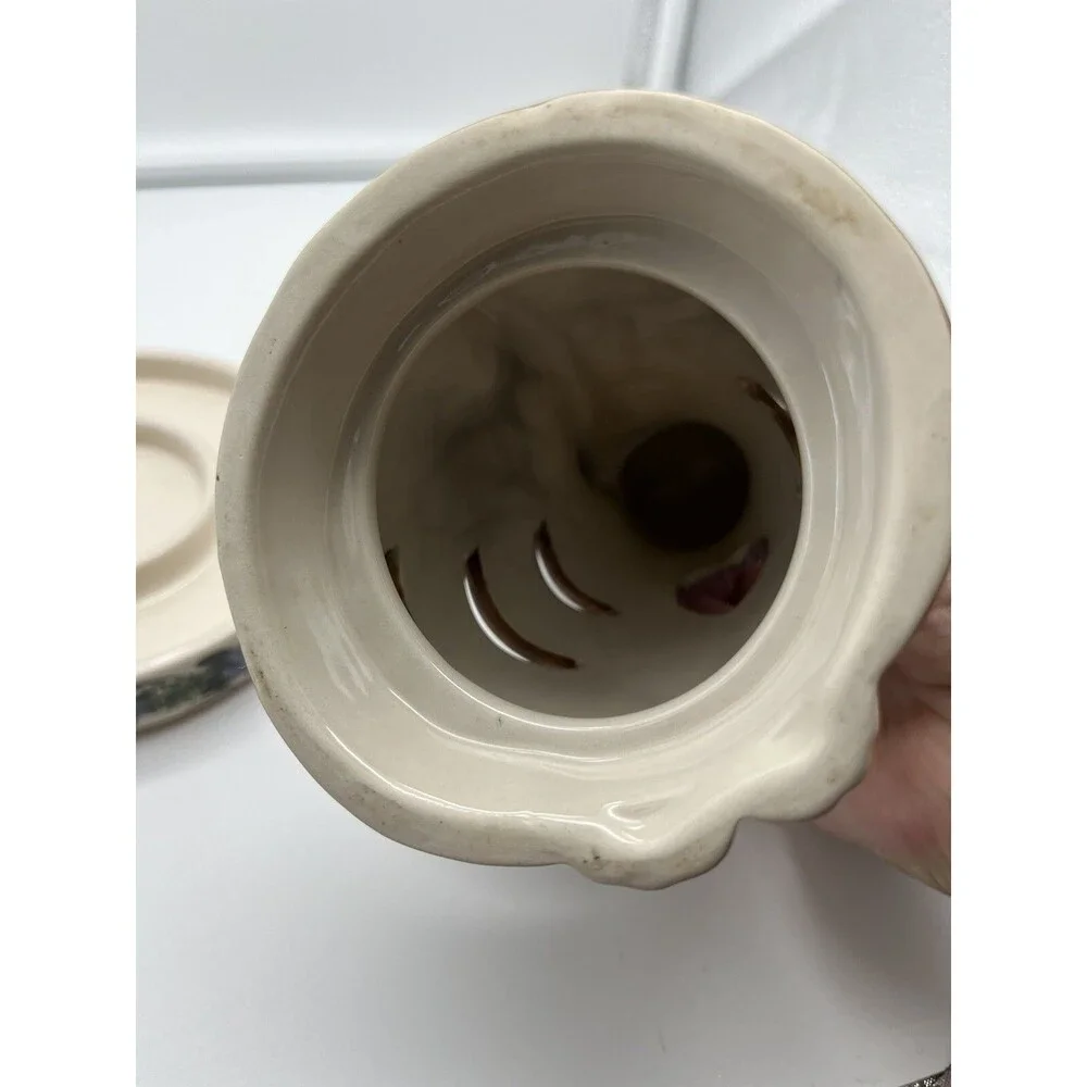 Kathy Hatch Ceramic Tabby Kitty Cat Bird Votive Tea-Light Candle Holder Figurine